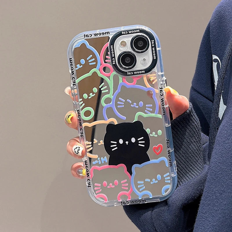 Mirror Plated iPhone Case Cat Soft Silicone