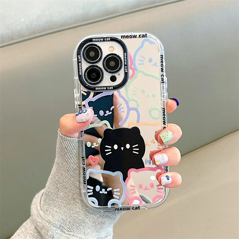 Mirror Plated iPhone Case Cat Soft Silicone
