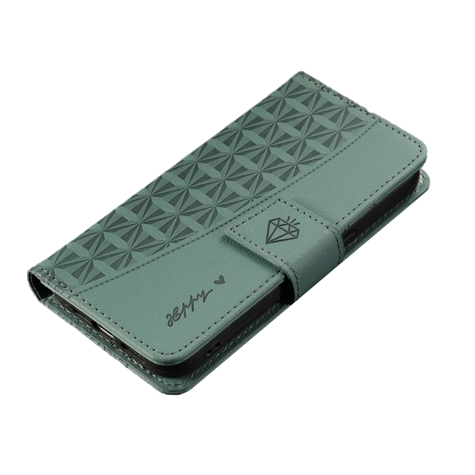 Leather Purse iPhone Case Magnetic Flip GREEN