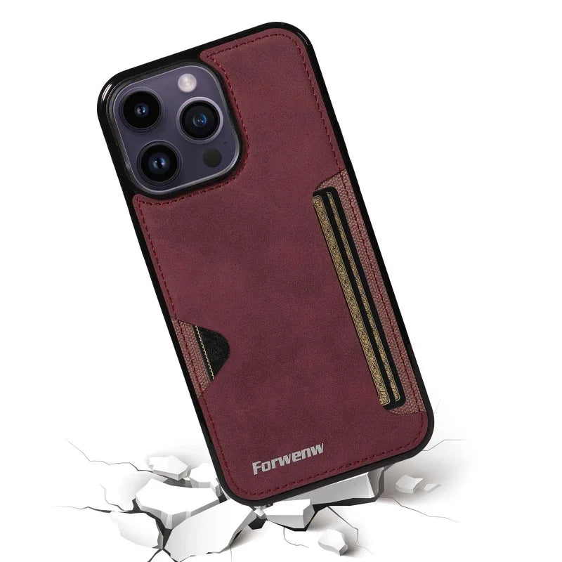 iPhone Case Card Insertion Rear Shell Back Cover Case RED