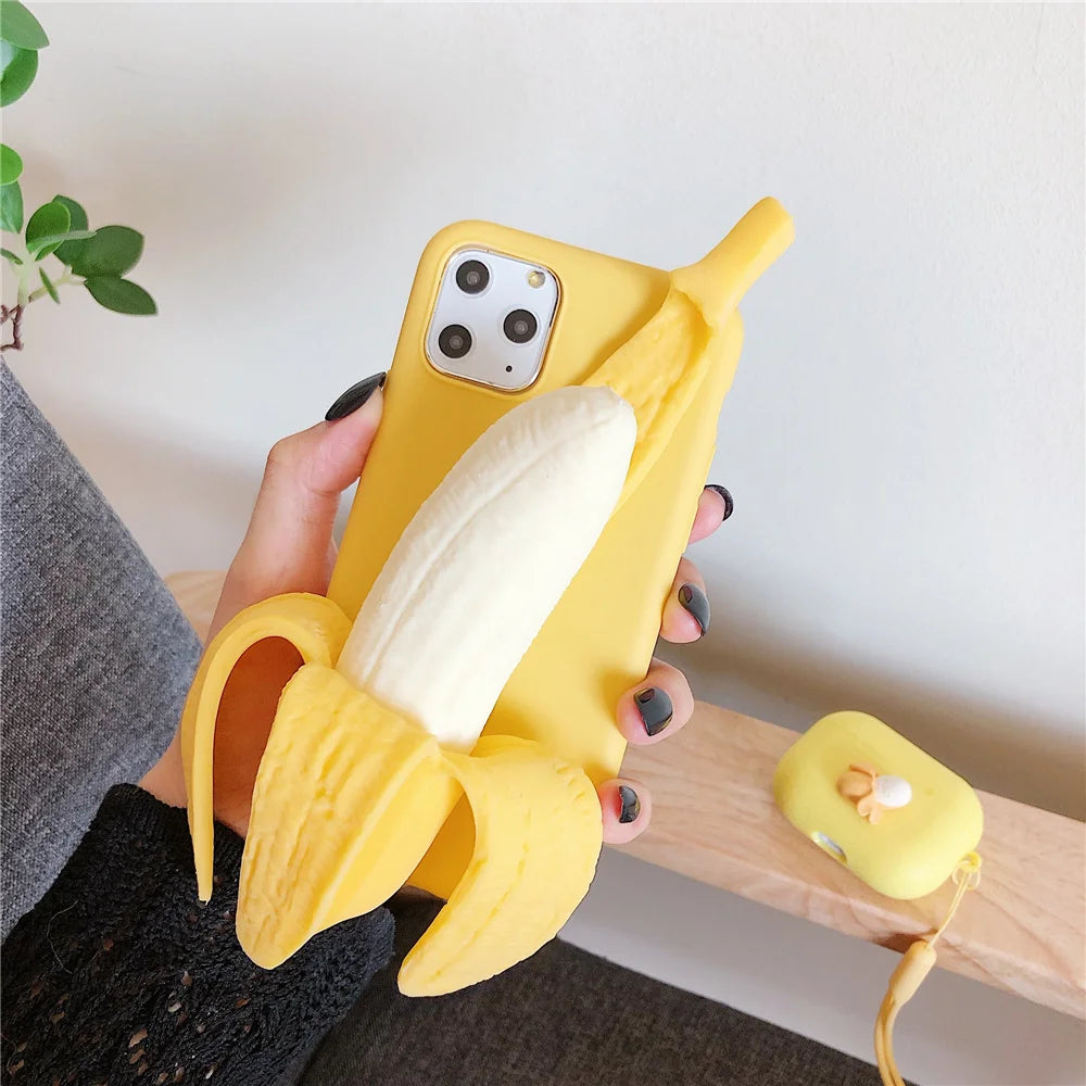 Funny Stress Reliever Peeled banana Phone Cases