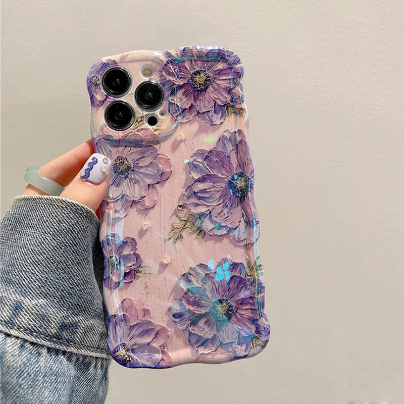 Glitter Flowers iPhone Case Shockproof Soft Silicone