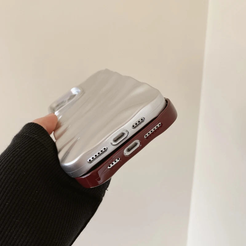 3D Wave Satin Ruffle Pattern Phone Case