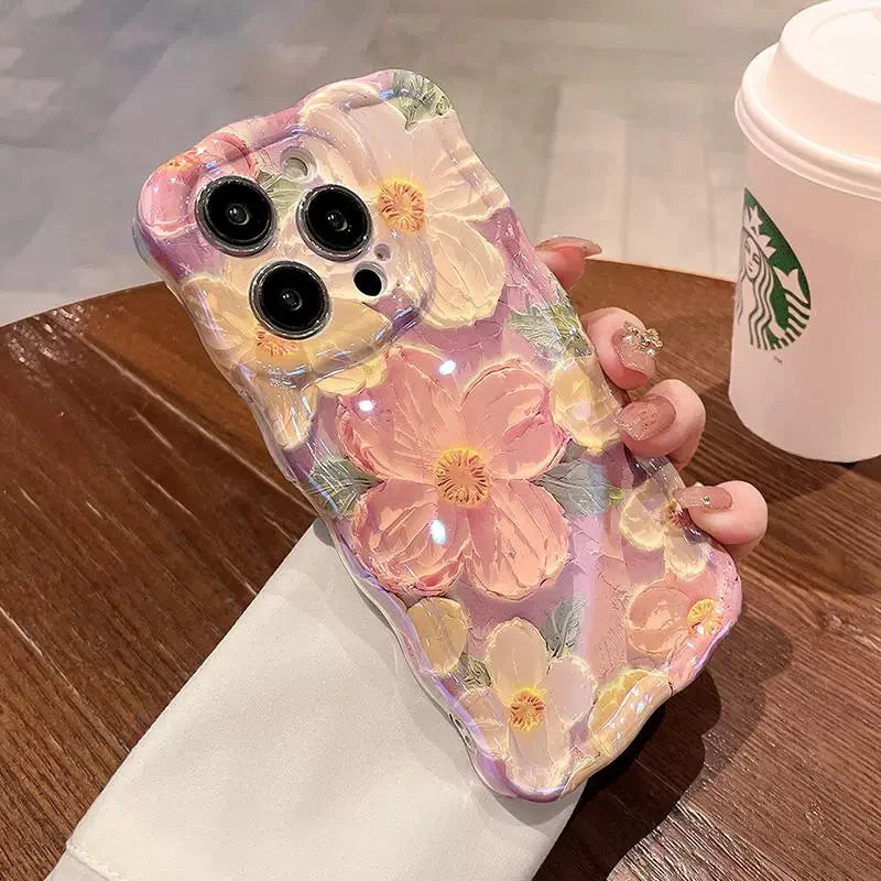 Glitter Flowers iPhone Case Shockproof Soft Silicone