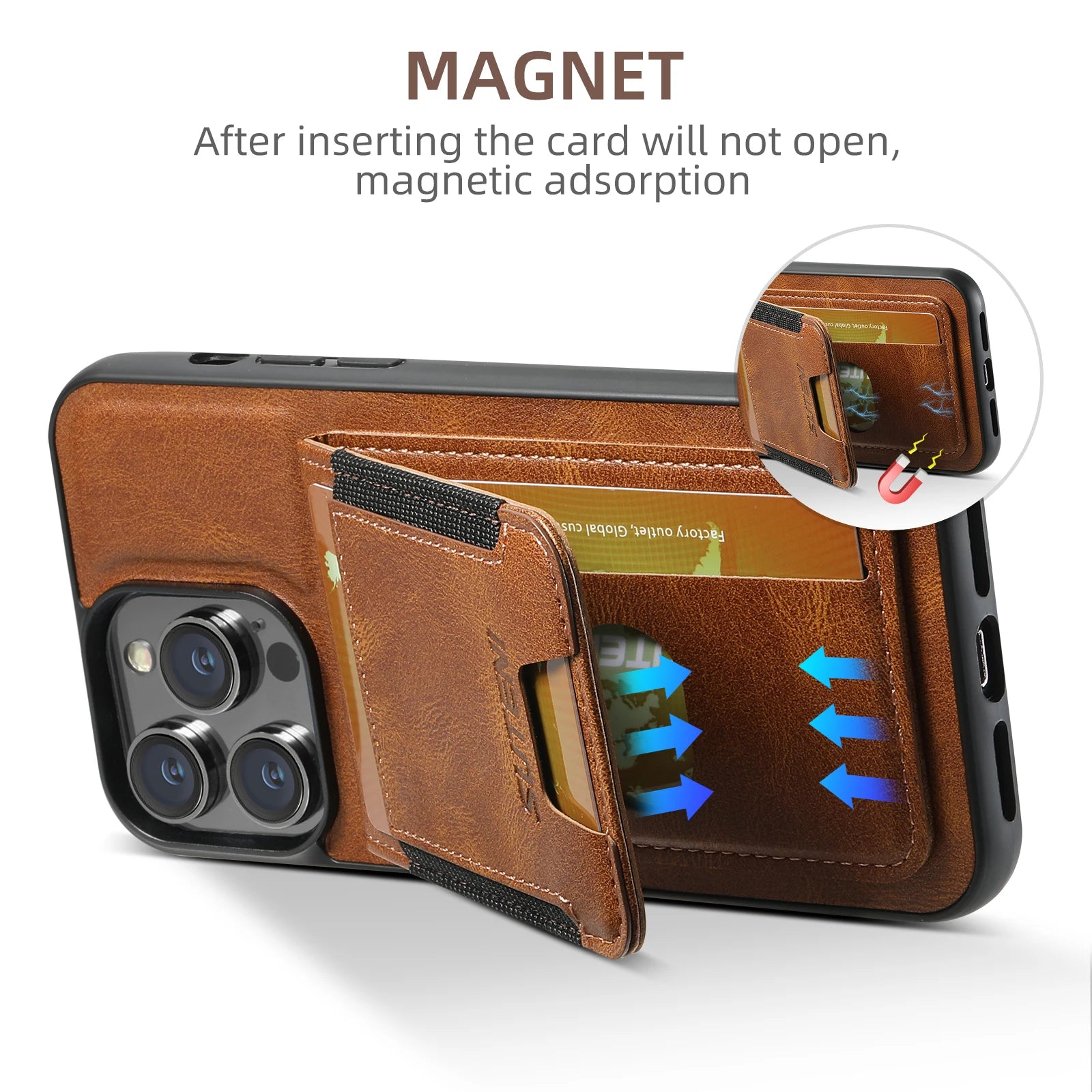 Multifunctional Luxury Leather Wallet iPhone Case Magnet Flip