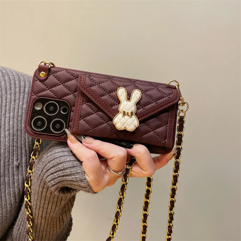 Crossbody Leather Purse iPhone Case Cute Rabbit Card Bag