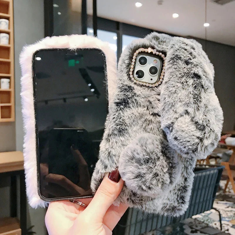 Fake Fur iPhone Case Soft Fluffy Rabbit PURPLE