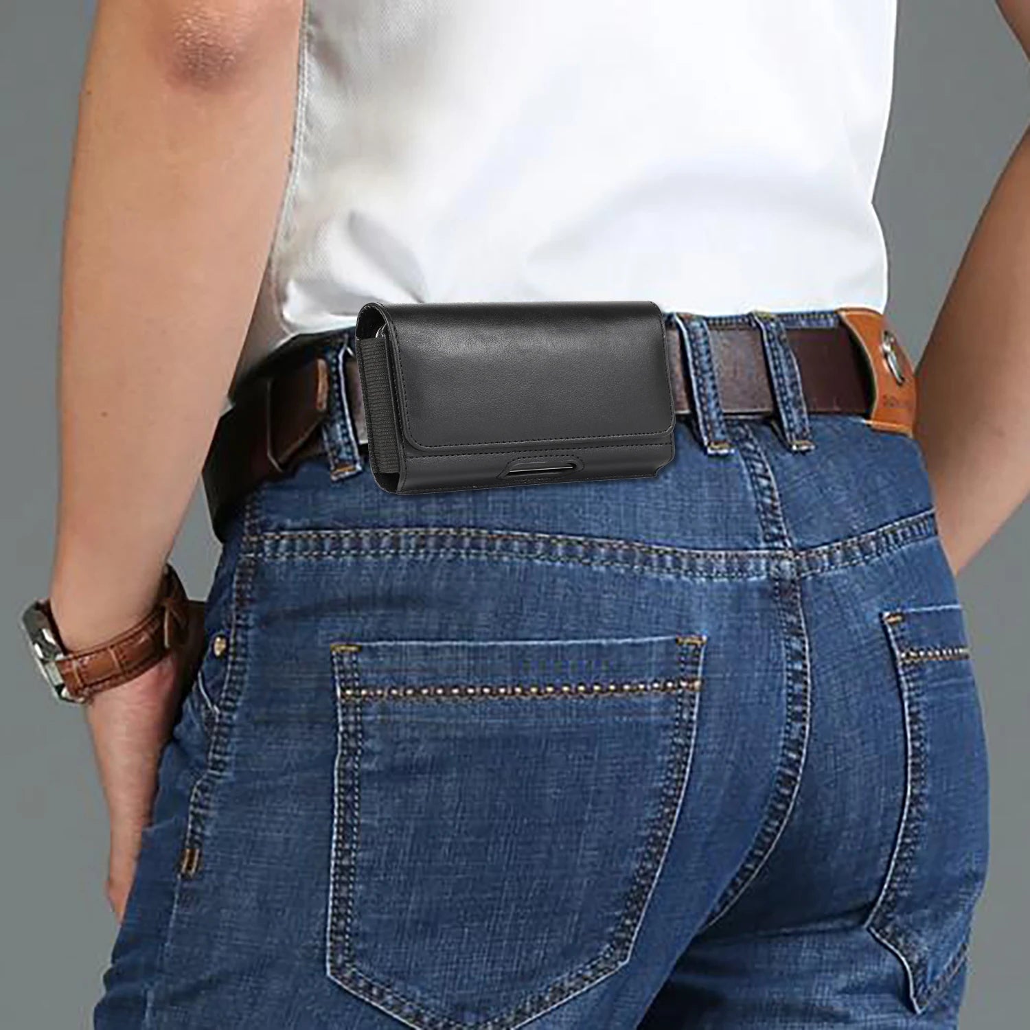 PU Leather Phone Bag Phone Pouch Flip Waist Bags Belt Clip Cover