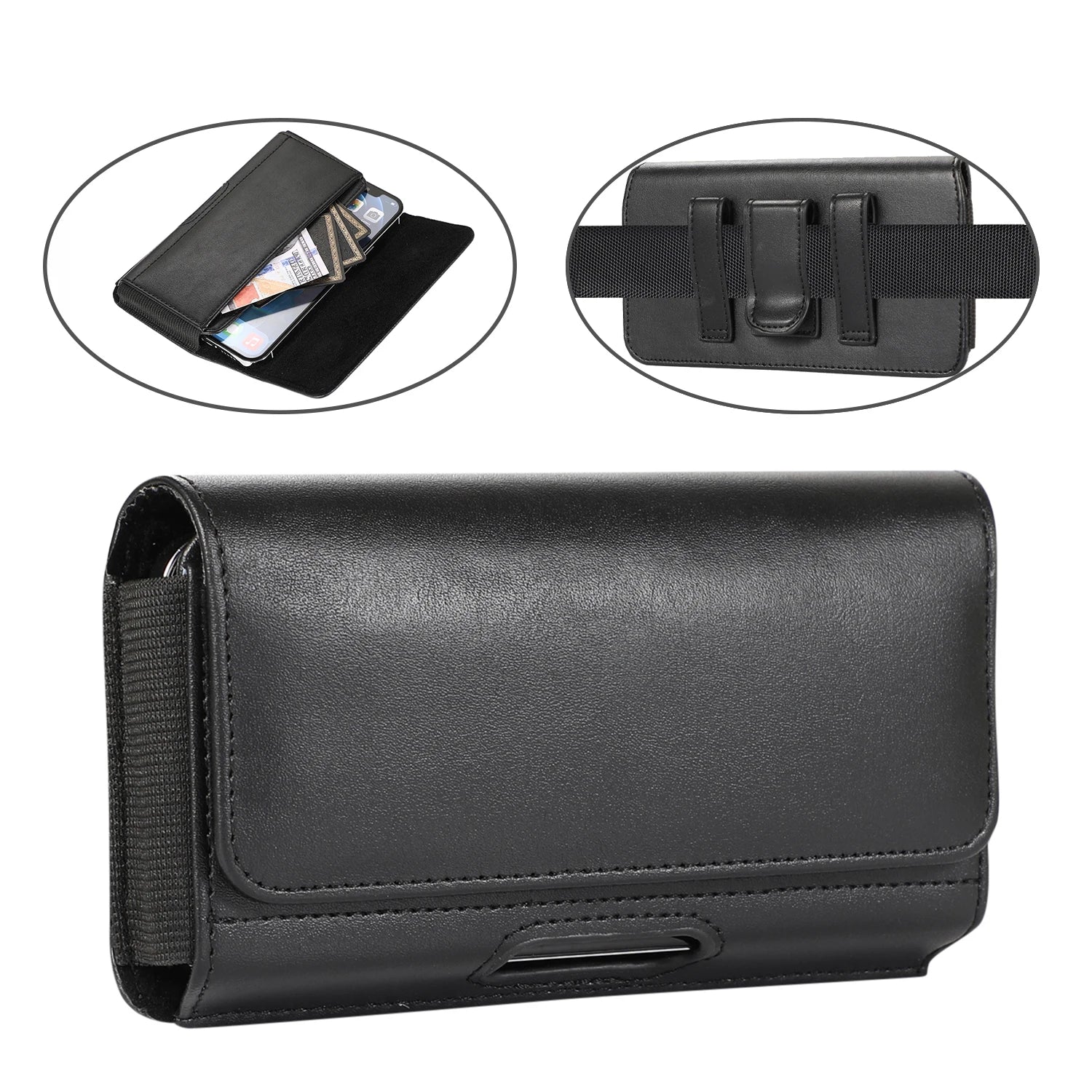 PU Leather Phone Bag Phone Pouch Flip Waist Bags Belt Clip Cover
