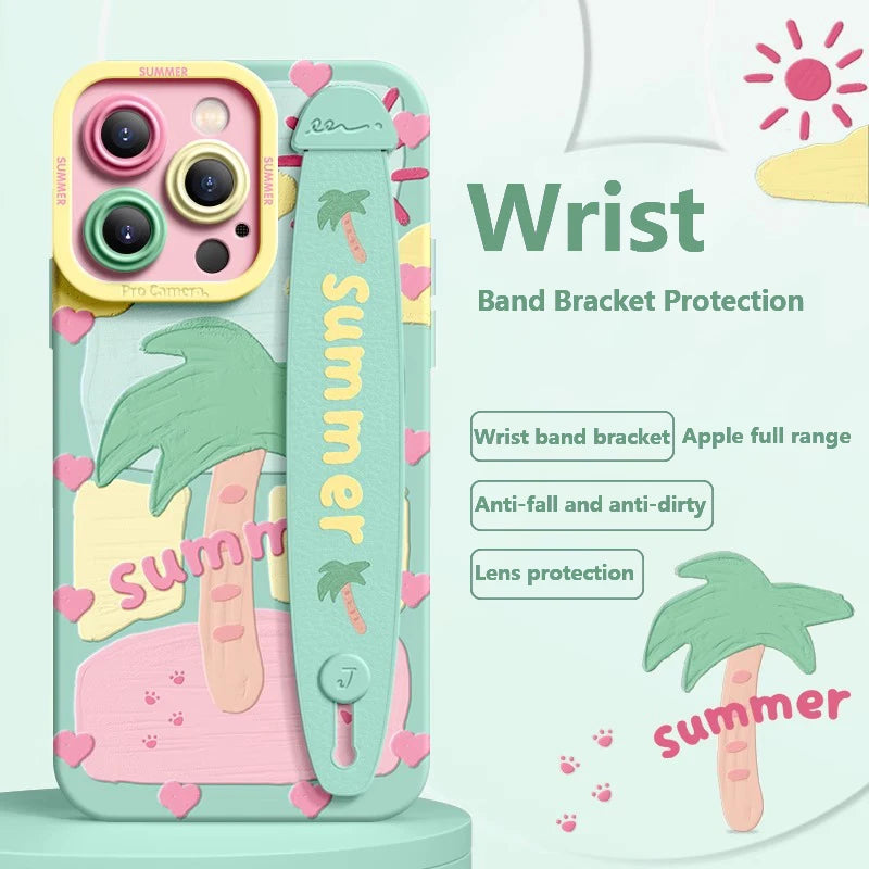 Magsafe Wrist Band iPhone Case Protective Summer Case Green Square