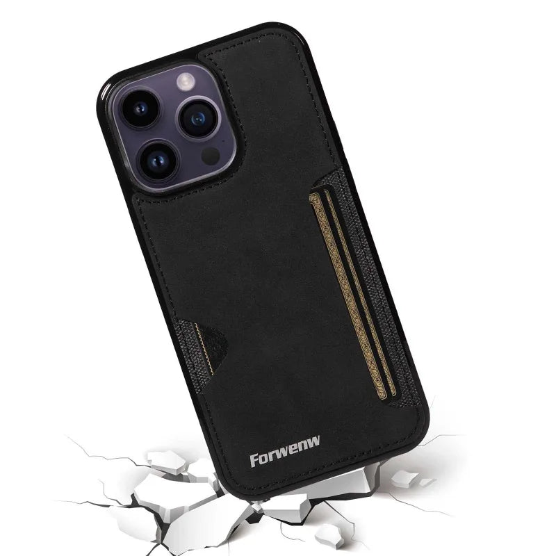 iPhone Case Card Insertion Rear Shell Back Cover Case BLACK
