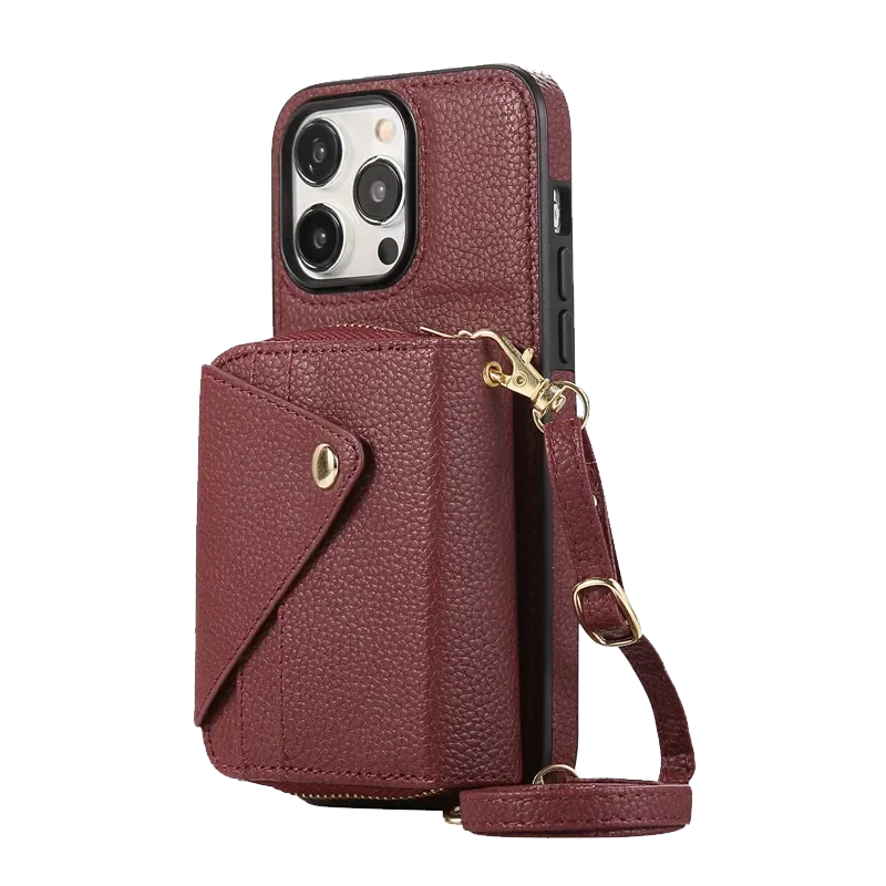 Leather Purse iPhone Case Zip RED