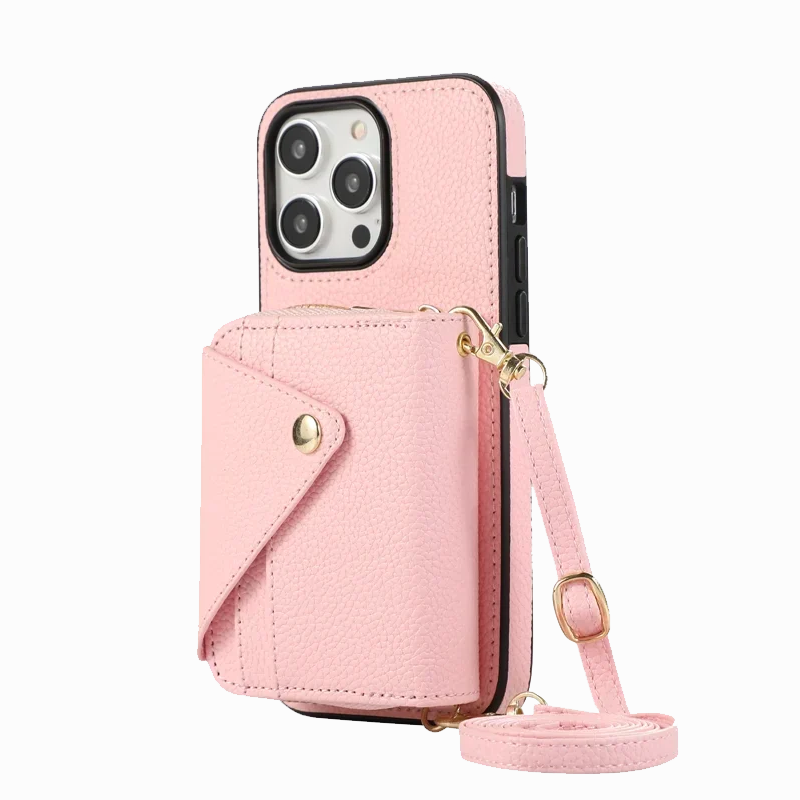 Leather Purse iPhone Case Zip PINK