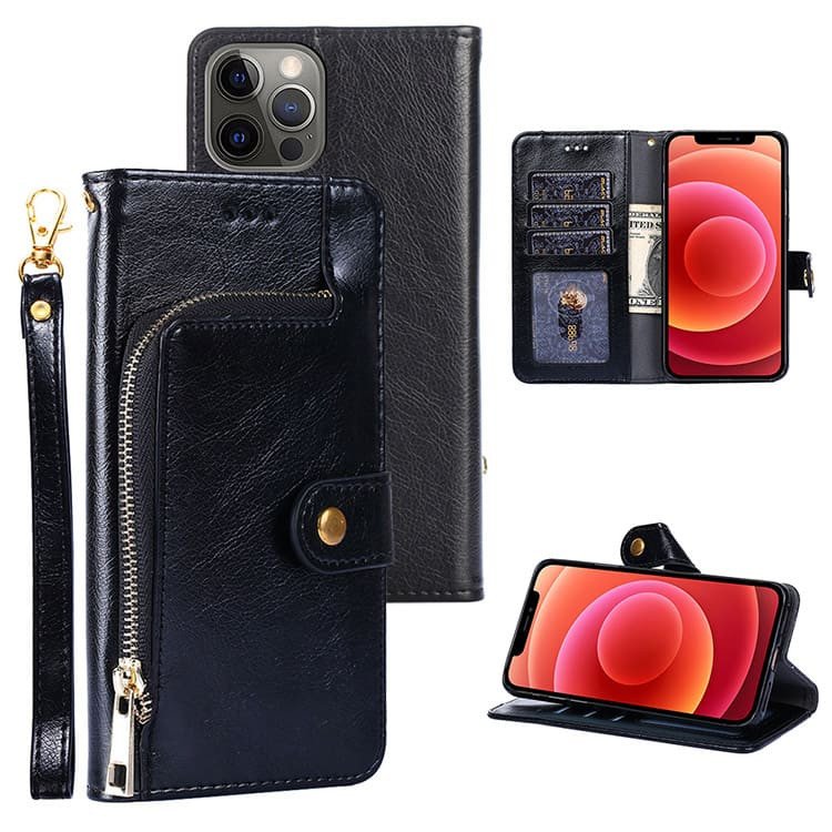 Zipper Wallet Phone Case - Kickstand Magnetic Protective Cover