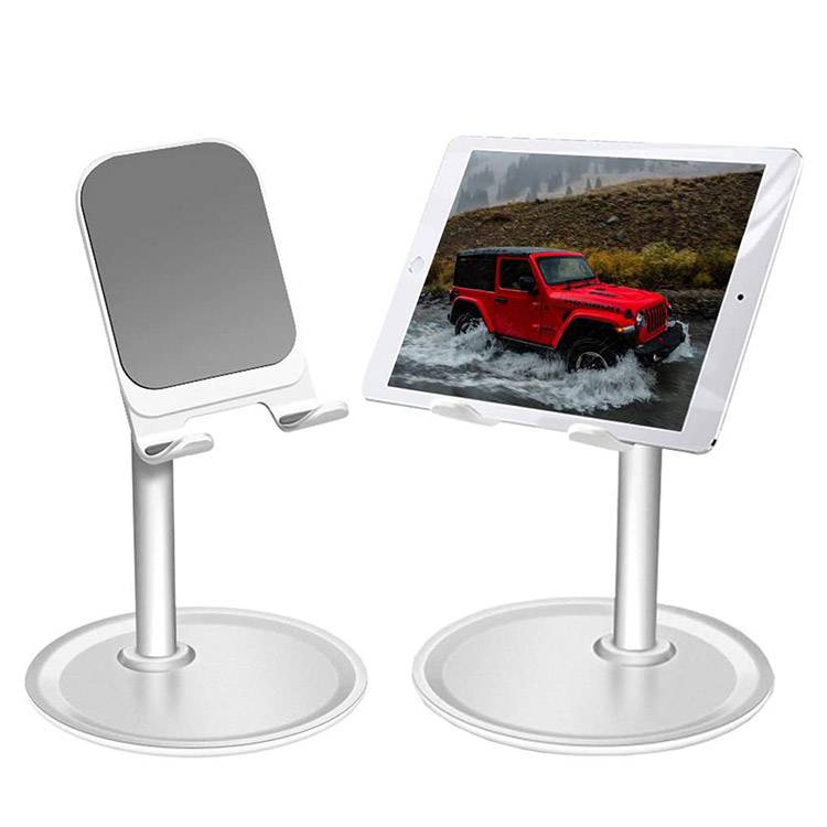 Portable Angle Height Adjustable Phone Stand Holder for Desk, Compatible with All Mobile Phones (Silver)